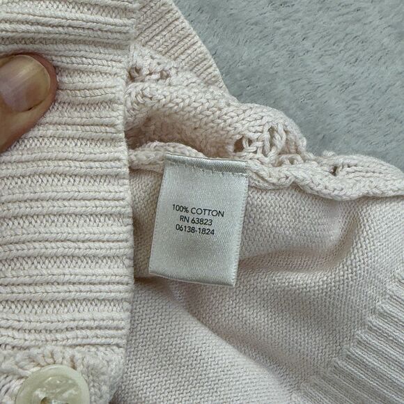 Vtg Crochet Cardigan Sweater Women XL Blush Pink Cottage Coquette Gilmore Granny - Picture 9 of 10